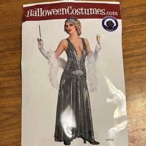 Silver Sequin Flapper Dress - size L